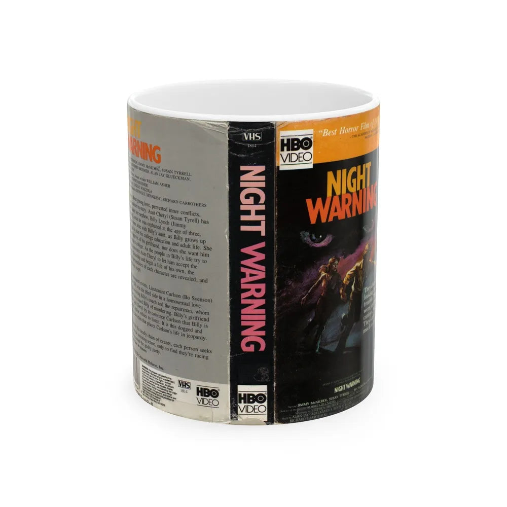 NIGHT WARNING (VHS COVER) - White Coffee Mug-11oz-Go Mug Yourself