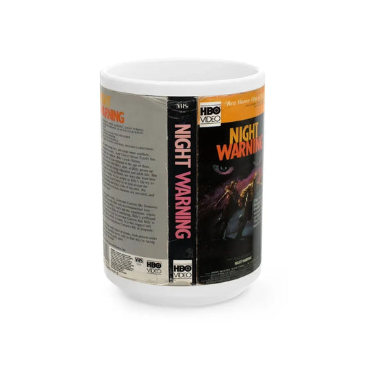 NIGHT WARNING (VHS COVER) - White Coffee Mug 15oz - Go Mug Yourself