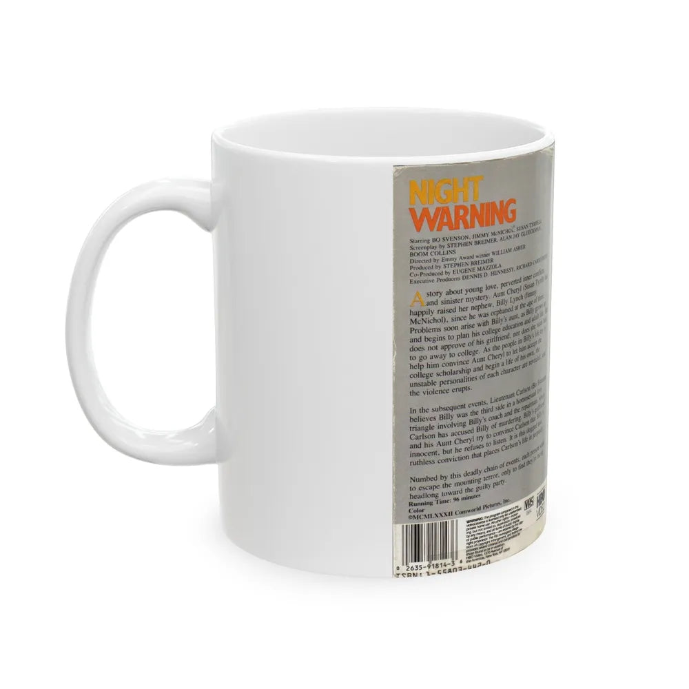 NIGHT WARNING (VHS COVER) - White Coffee Mug-Go Mug Yourself