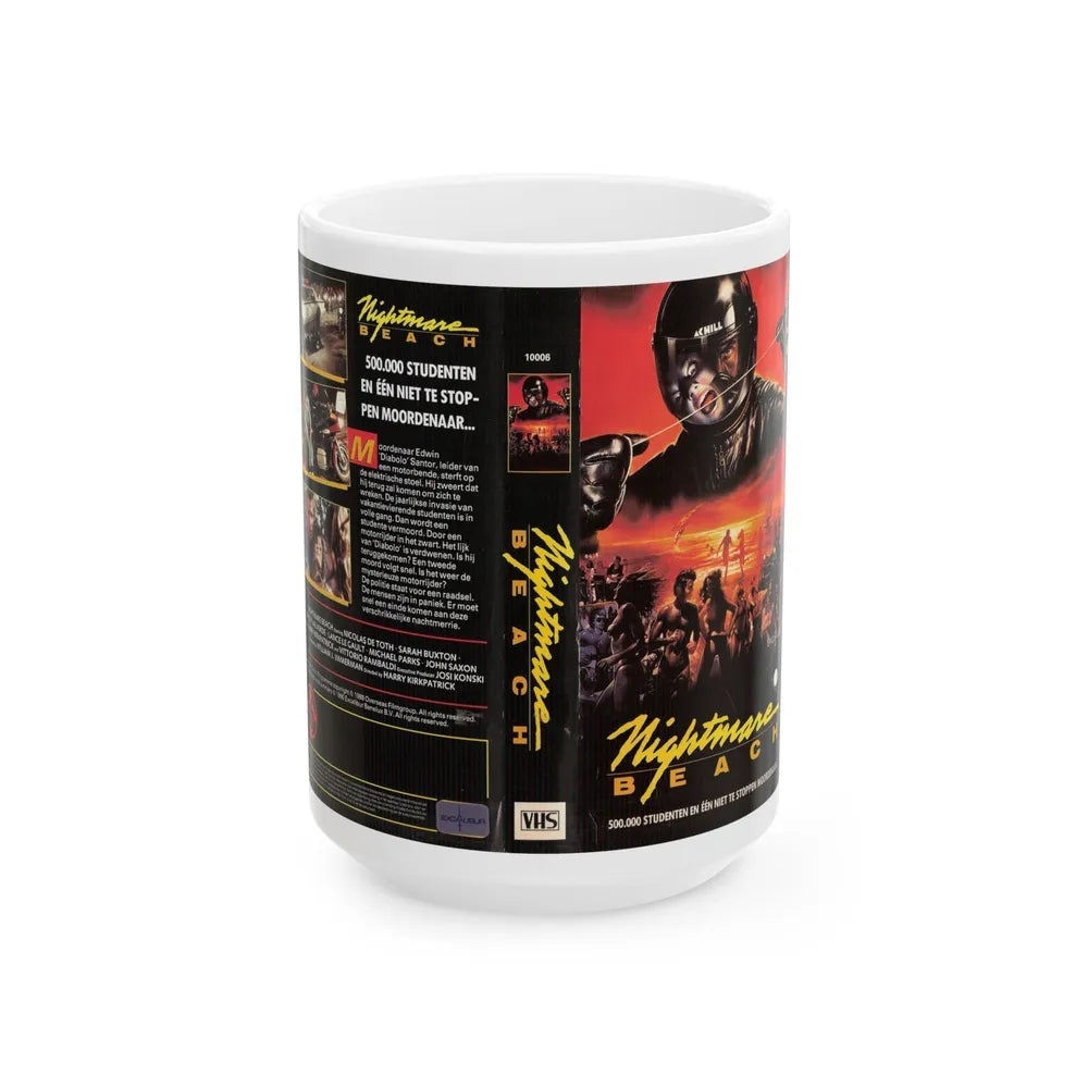 NIGHTMARE BEACH (VHS COVER) - White Coffee Mug-15oz-Go Mug Yourself