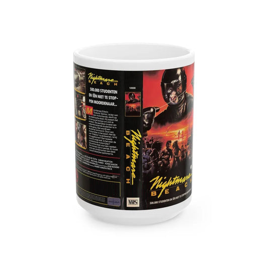 NIGHTMARE BEACH (VHS COVER) - White Coffee Mug-15oz-Go Mug Yourself