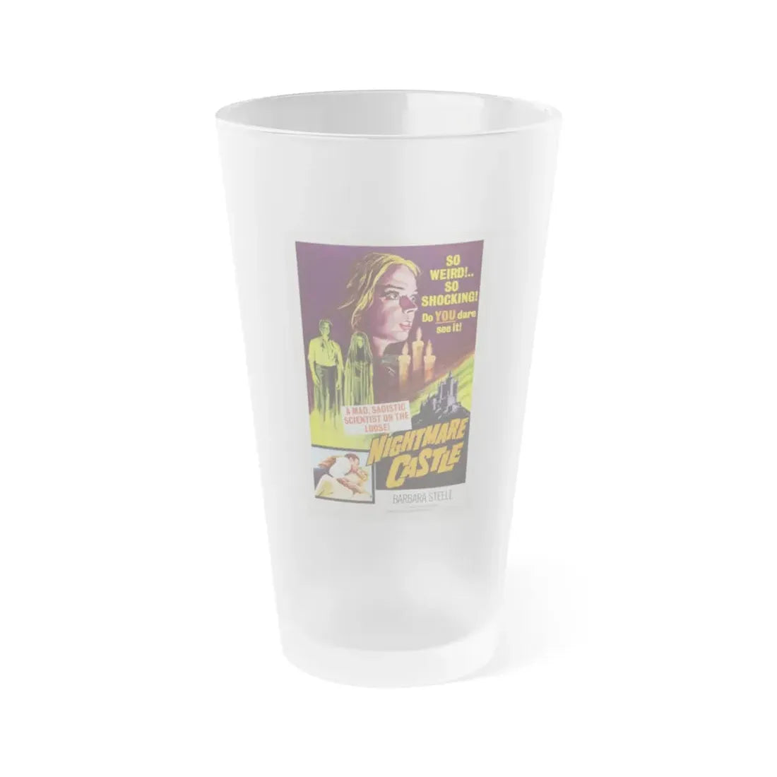 NIGHTMARE CASTLE 1965 Movie Poster - Frosted Pint Glass 16oz 16oz Frosted - Go Mug Yourself
