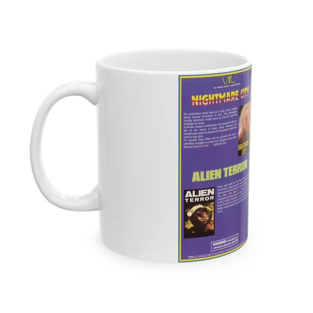 NIGHTMARE CITY AND ALIEN TERROR (VHS COVER) - White Coffee Mug-Go Mug Yourself