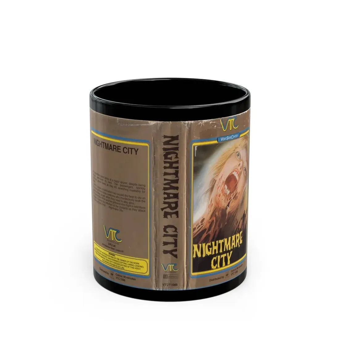 NIGHTMARE CITY VIDEO TAPE CENTER (VHS COVER) - Black Coffee Mug 11oz - Go Mug Yourself