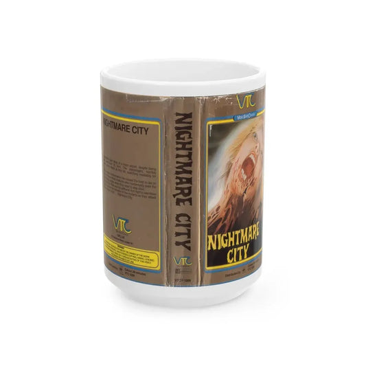 NIGHTMARE CITY VIDEO TAPE CENTER (VHS COVER) - White Coffee Mug 15oz - Go Mug Yourself