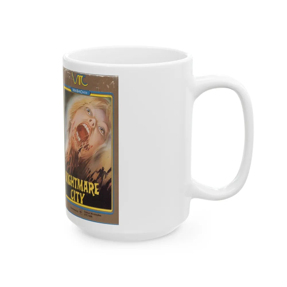 NIGHTMARE CITY VIDEO TAPE CENTER (VHS COVER) - White Coffee Mug-Go Mug Yourself