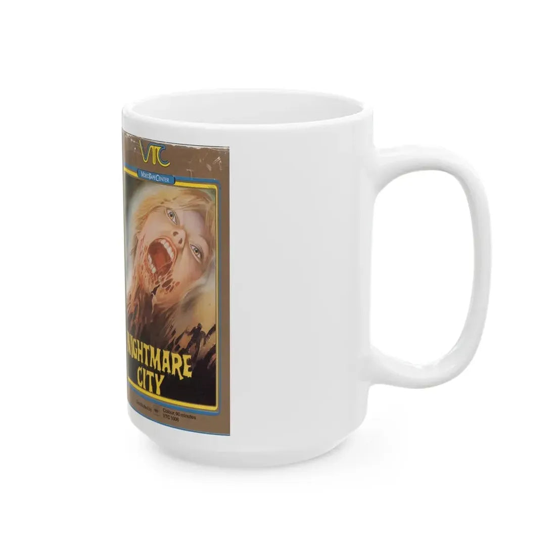 NIGHTMARE CITY VIDEO TAPE CENTER (VHS COVER) - White Coffee Mug - Go Mug Yourself