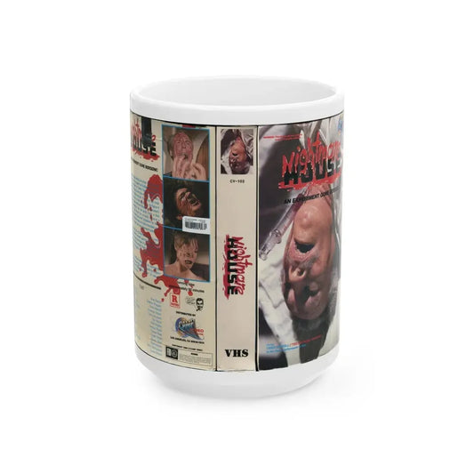NIGHTMARE HOUSE (VHS COVER) - White Coffee Mug 15oz - Go Mug Yourself