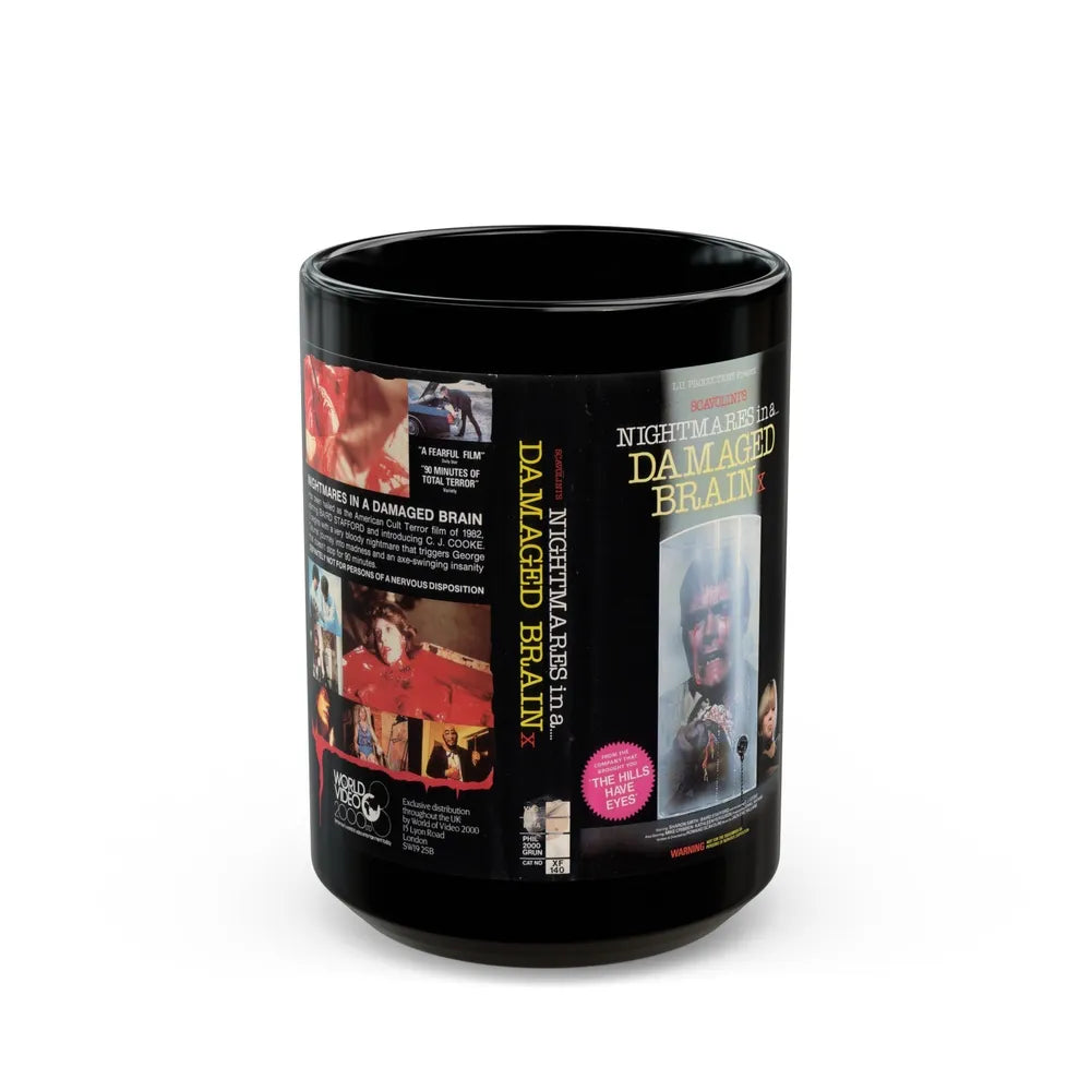 NIGHTMARE IN A DAMAGED BRAIN (VHS COVER) - Black Coffee Mug-15oz-Go Mug Yourself