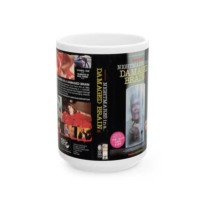 NIGHTMARE IN A DAMAGED BRAIN (VHS COVER) - White Coffee Mug 15oz - Go Mug Yourself