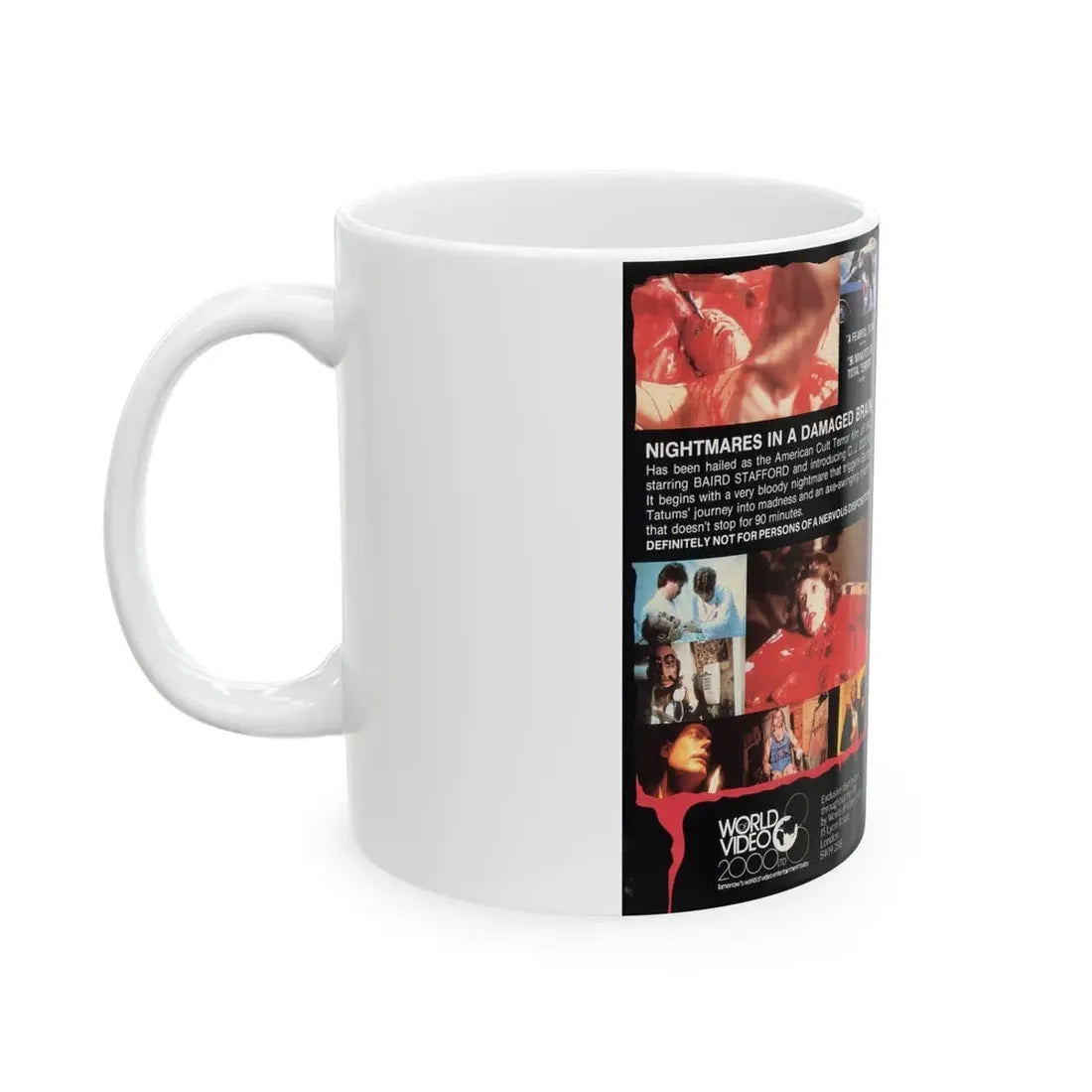 NIGHTMARE IN A DAMAGED BRAIN (VHS COVER) - White Coffee Mug - Go Mug Yourself