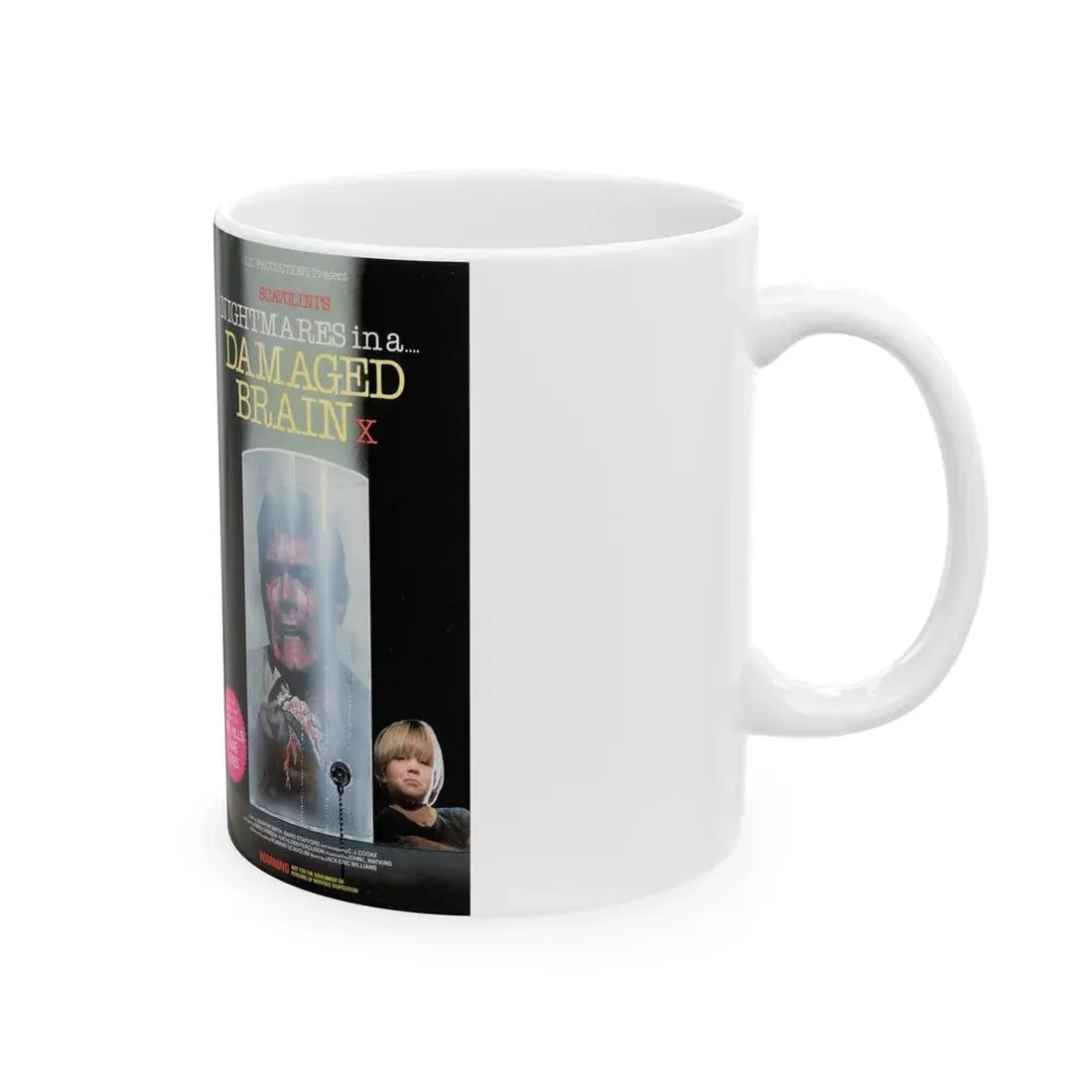 NIGHTMARE IN A DAMAGED BRAIN (VHS COVER) - White Coffee Mug - Go Mug Yourself