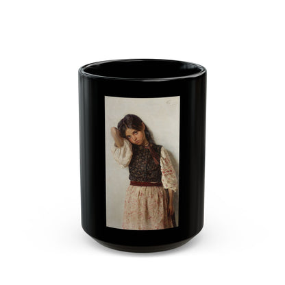 Nikolai Kornilievich Bodarevsky - Girl from Little Russia - Black Coffee Mug-15oz-Go Mug Yourself