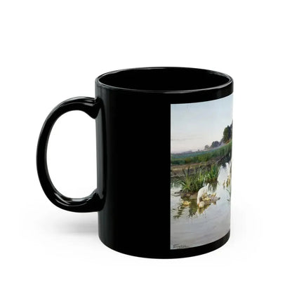 Nikolai Kornilievich Bodarevsky - Ukrainian Girl Tending Geese - Black Coffee Mug - Go Mug Yourself