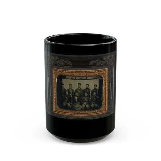 Nine Unidentified Soldiers In Union Uniforms And Forage Caps, Eight With Bayoneted Muskets And One With A Drum (U.S. Civil War) Black Coffee Mug-15oz-Go Mug Yourself