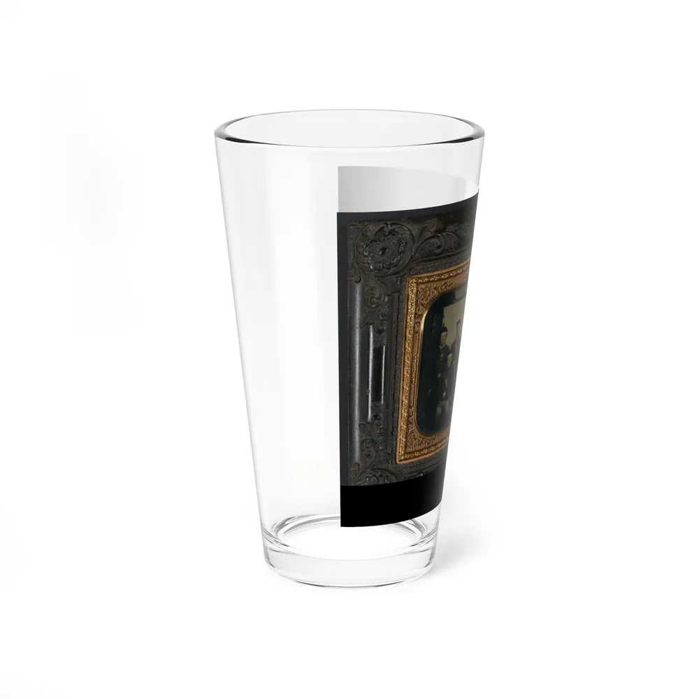 Nine Unidentified Soldiers In Union Uniforms And Forage Caps, Eight With Bayoneted Muskets And One With A Drum (U.S. Civil War) Pint Glass 16oz-Go Mug Yourself