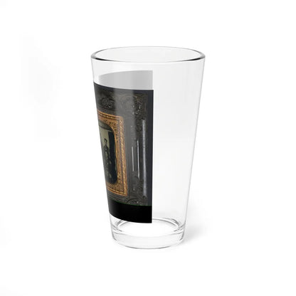 Nine Unidentified Soldiers In Union Uniforms And Forage Caps, Eight With Bayoneted Muskets And One With A Drum (U.S. Civil War) Pint Glass 16oz-Go Mug Yourself