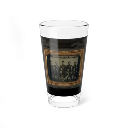 Nine Unidentified Soldiers In Union Uniforms And Forage Caps, Eight With Bayoneted Muskets And One With A Drum (U.S. Civil War) Pint Glass 16oz 16oz - Go Mug Yourself