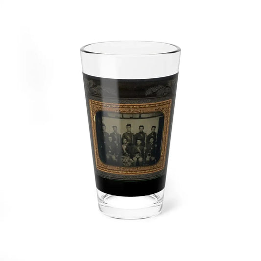 Nine Unidentified Soldiers In Union Uniforms And Forage Caps, Eight With Bayoneted Muskets And One With A Drum (U.S. Civil War) Pint Glass 16oz 16oz - Go Mug Yourself