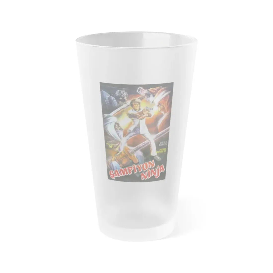 NINJA CHAMPION 1986 Movie Poster - Frosted Pint Glass 16oz 16oz Frosted - Go Mug Yourself