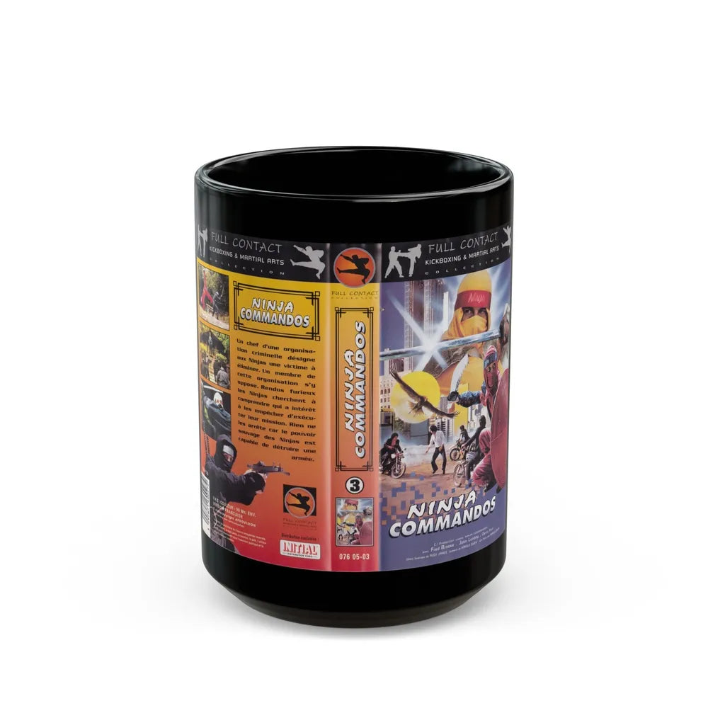 NINJA COMMANDOS (VHS COVER) - Black Coffee Mug-15oz-Go Mug Yourself