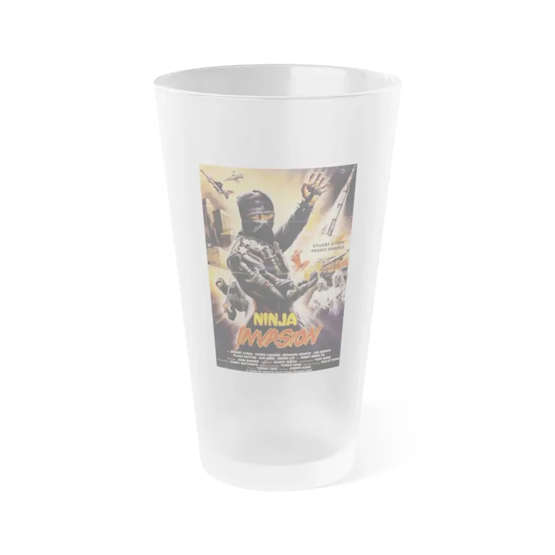 NINJA INVASION (THUNDERING NINJA) 1987 Movie Poster - Frosted Pint Glass 16oz 16oz Frosted - Go Mug Yourself