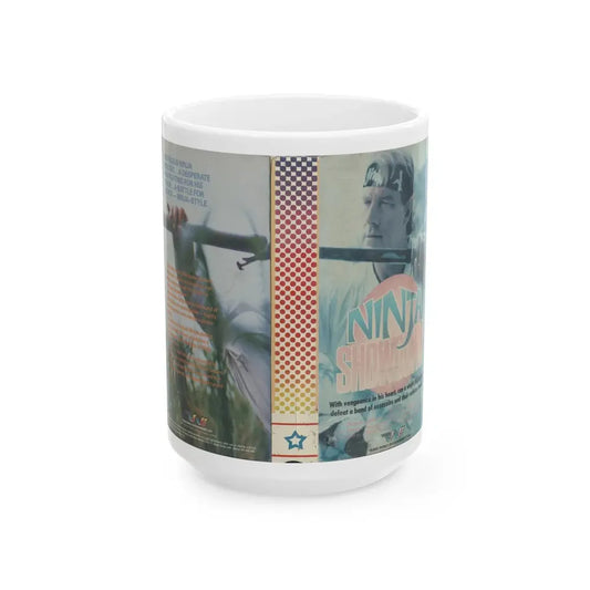 NINJA SHOWDOWN (VHS COVER) - White Coffee Mug 15oz - Go Mug Yourself