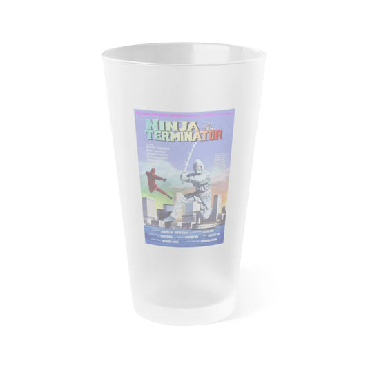 NINJA TERMINATOR 1986 Movie Poster - Frosted Pint Glass 16oz-16oz-Frosted-Go Mug Yourself