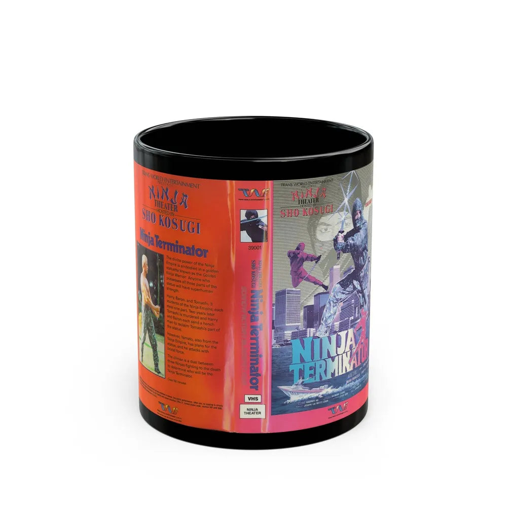 NINJA TERMINATOR (VHS COVER) - Black Coffee Mug-11oz-Go Mug Yourself