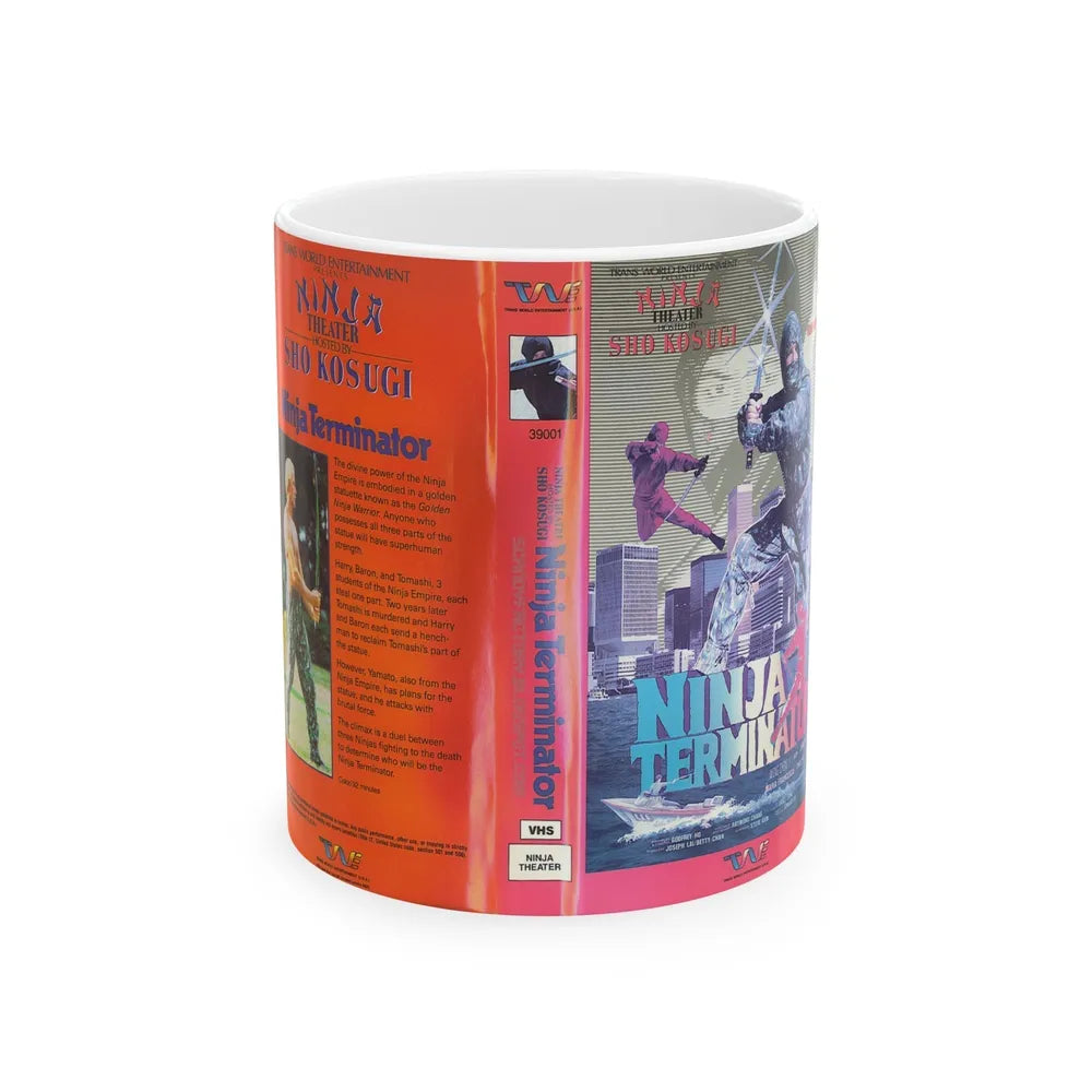 NINJA TERMINATOR (VHS COVER) - White Coffee Mug-11oz-Go Mug Yourself