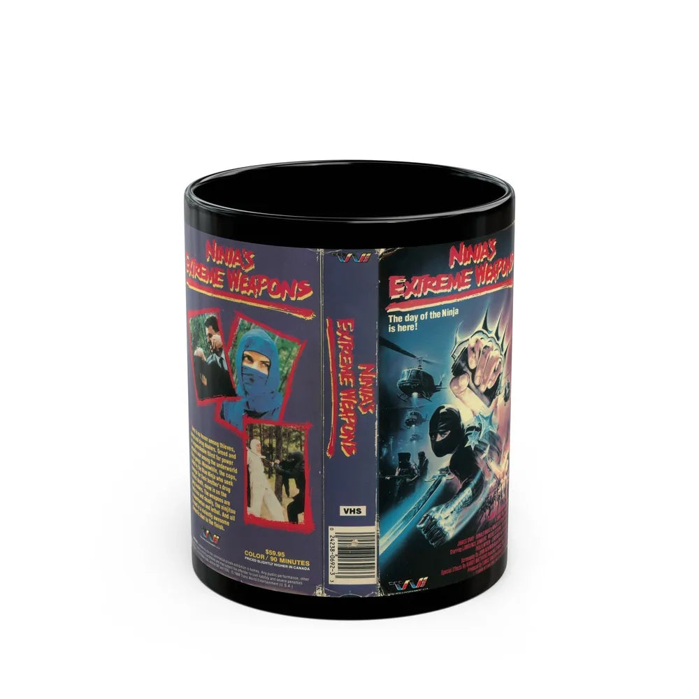 NINJAS EXTREME WEAPONS (VHS COVER) - Black Coffee Mug-11oz-Go Mug Yourself