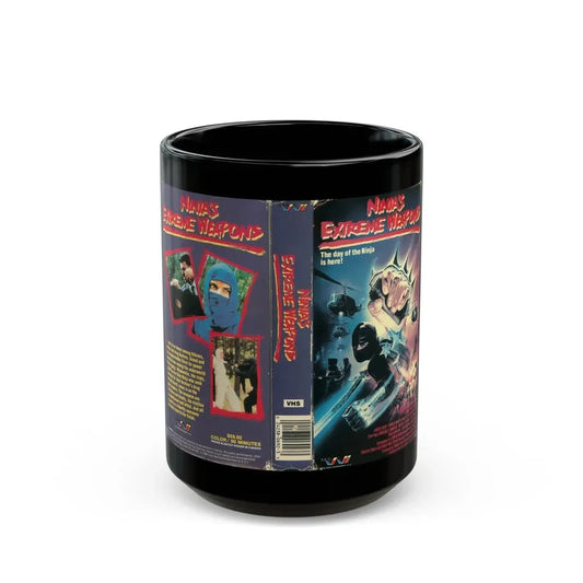 NINJAS EXTREME WEAPONS (VHS COVER) - Black Coffee Mug 15oz - Go Mug Yourself