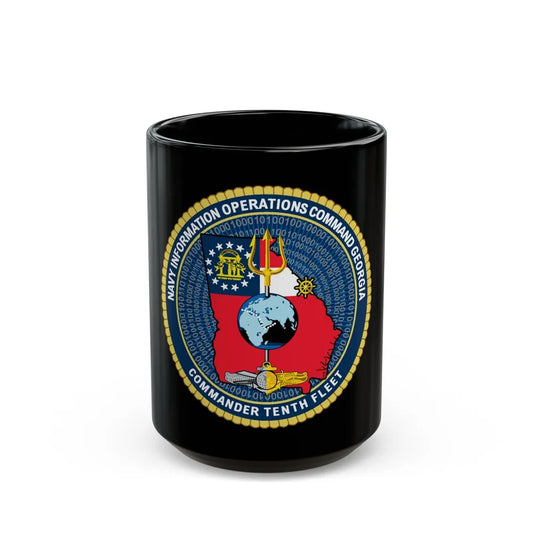 NIOC Georgia Commander Tenth Fleet (U.S. Navy) Black Coffee Mug-15oz-Go Mug Yourself