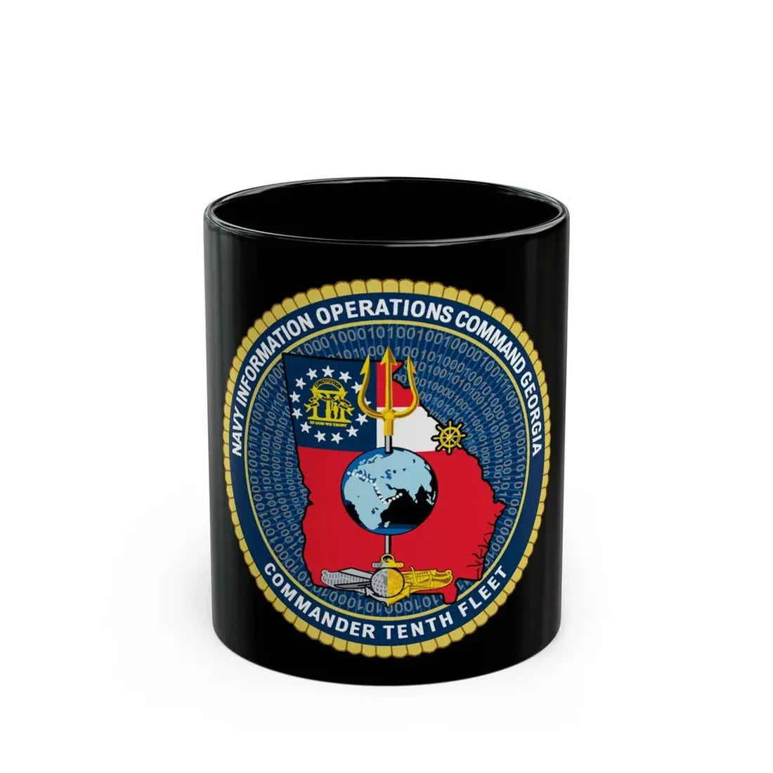 NIOC Georgia Commander Tenth Fleet (U.S. Navy) Black Coffee Mug 11oz - Go Mug Yourself