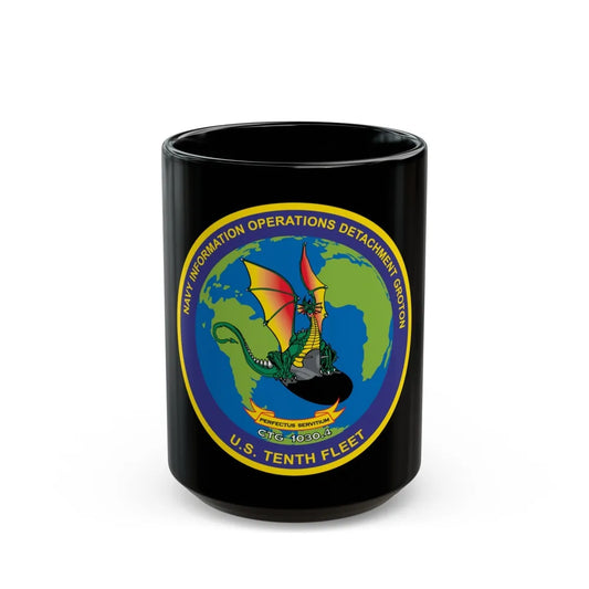 NIOD Navy Info Oper Detachment Groton 10th Fleet (U.S. Navy) Black Coffee Mug-15oz-Go Mug Yourself