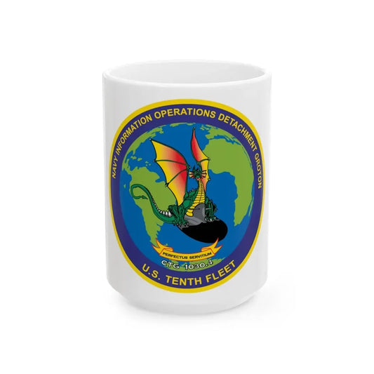 NIOD Navy Info Oper Detachment Groton 10th Fleet (U.S. Navy) White Coffee Mug 15oz - Go Mug Yourself