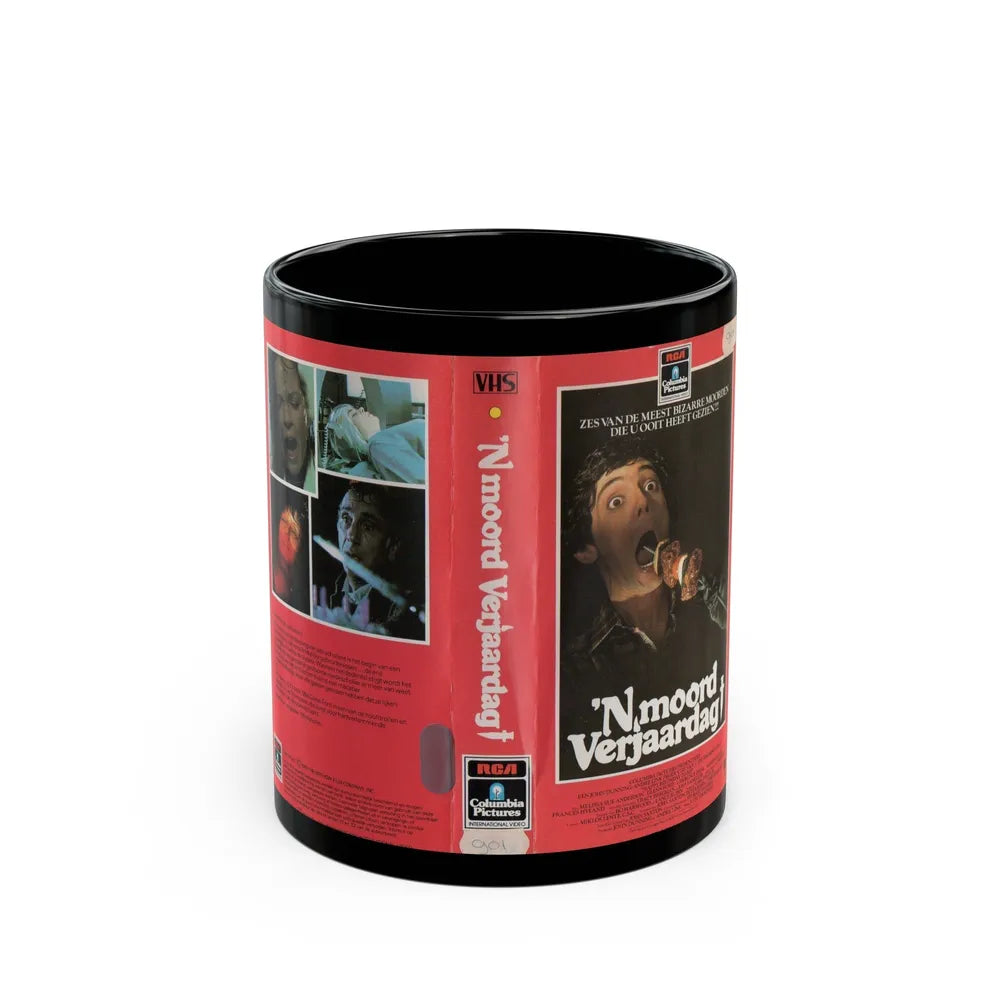 NMOORD VERJAARDAG (VHS COVER) - Black Coffee Mug-11oz-Go Mug Yourself