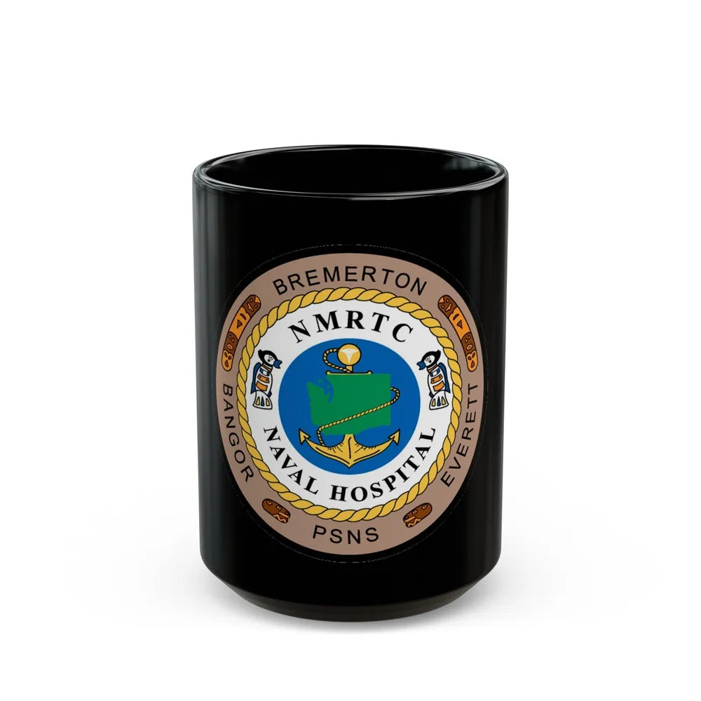 NMRTC Naval Hospital Bremerton (U.S. Navy) Black Coffee Mug-15oz-Go Mug Yourself