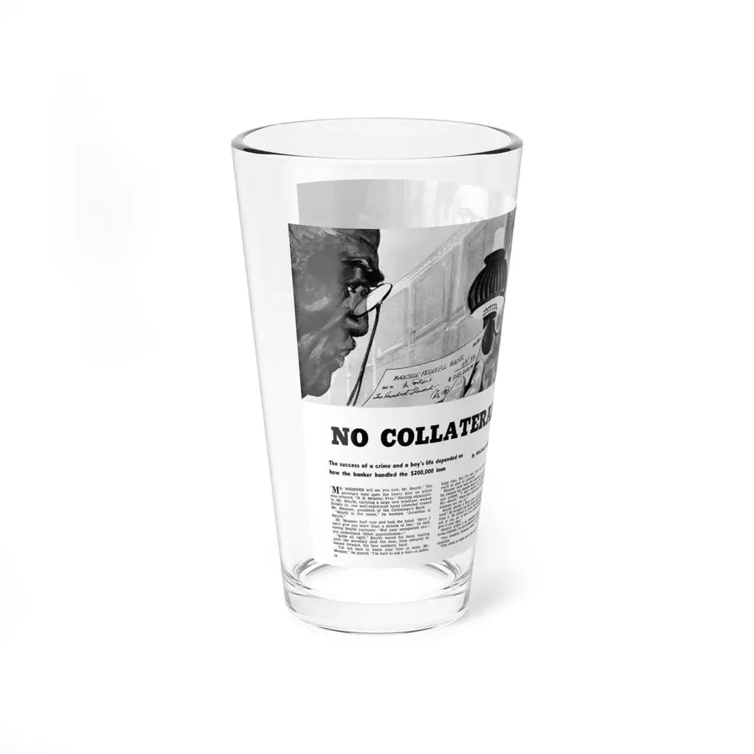 No Collateral, Mr. magazine, May 1953 (Magazine Illustration) Pint Glass 16oz - Go Mug Yourself