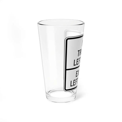NO TRUCKS LEFT LANE EXCEPT LEFT TURNS Delaware R4-3-DE1 (Delaware) (Road Sign) Pint Glass 16oz - Go Mug Yourself