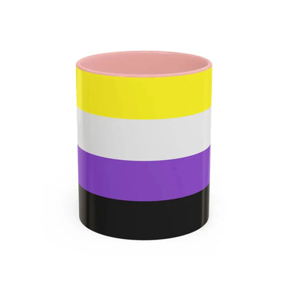 Nonbinary Pride Flag - Accent Coffee Mug 11oz Pink - Go Mug Yourself