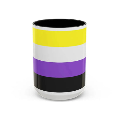 Nonbinary Pride Flag - Accent Coffee Mug 15oz Black - Go Mug Yourself