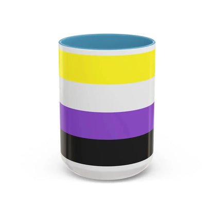 Nonbinary Pride Flag - Accent Coffee Mug 15oz Light Blue - Go Mug Yourself