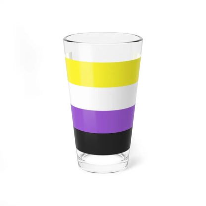 Nonbinary Pride Flag - Pint Glass 16oz-16oz-Go Mug Yourself