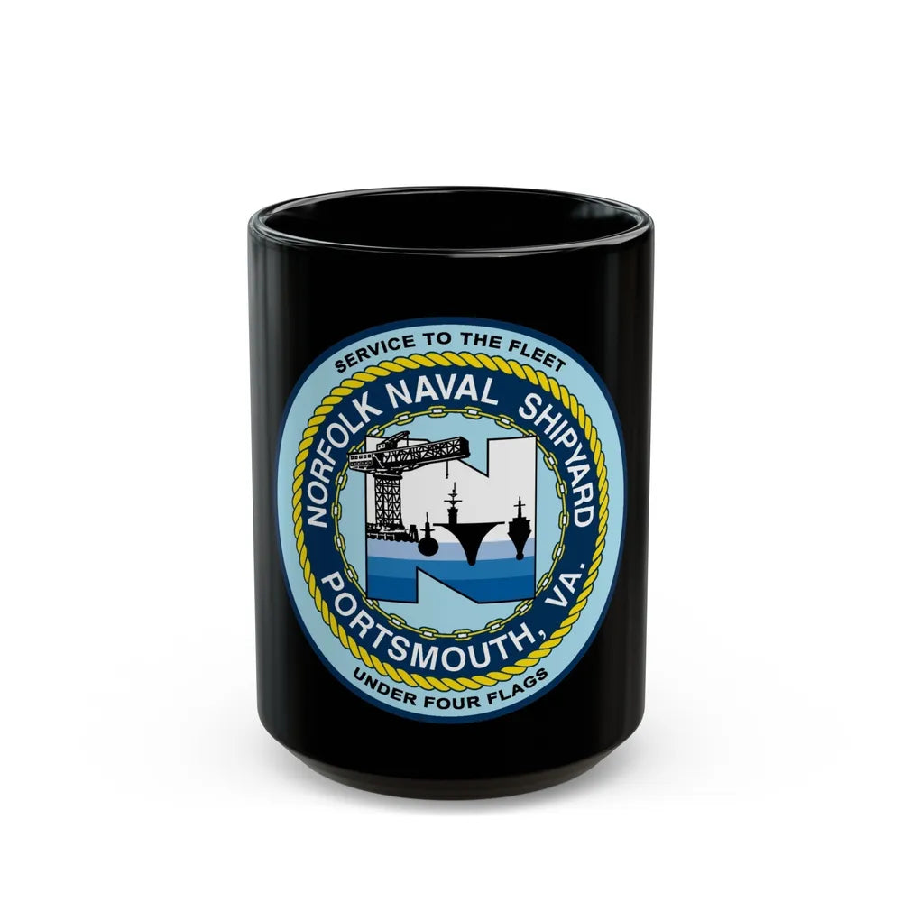 Norfolk Naval Shipyard Portsmouth VA (U.S. Navy) Black Coffee Mug-15oz-Go Mug Yourself