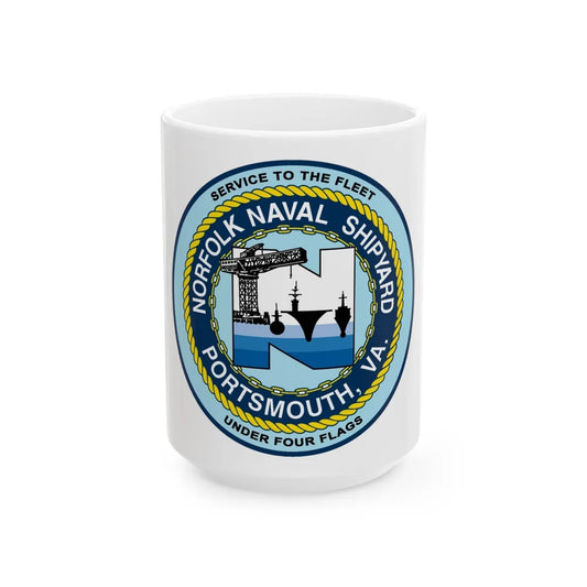 Norfolk Naval Shipyard Portsmouth VA (U.S. Navy) White Coffee Mug-15oz-Go Mug Yourself