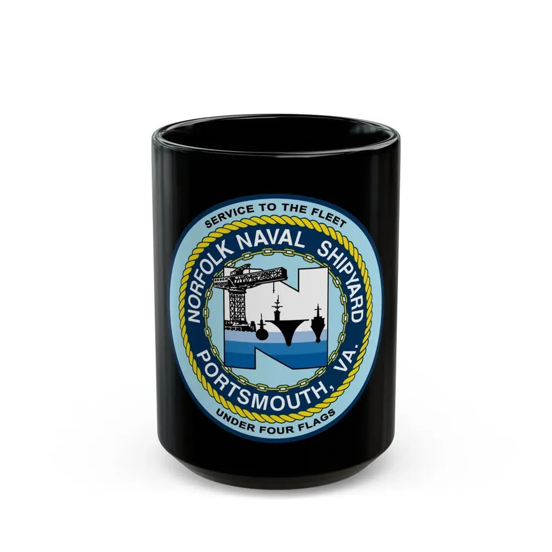 Norfolk Naval Shipyard Portsmouth VA (U.S. Navy) Black Coffee Mug - Go Mug Yourself