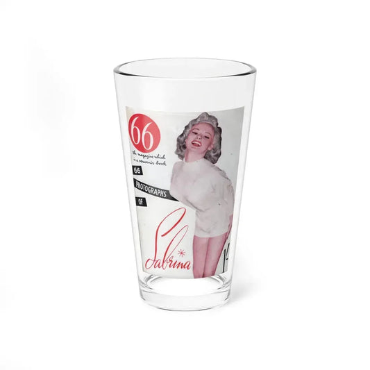 Norma Sykes #135 - 66 PHOTOGRAPHS OF Sabrina U.K. Pocket Mag. Front Cover as Page 1 & Back Cover (Vintage Female Icon) Pint Glass 16oz 16oz - Go Mug Yourself
