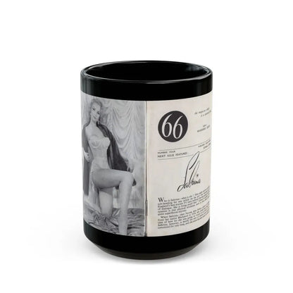 Norma Sykes #136 - 66 PHOTOGRAPHS OF Sabrina U.K. Pocket Mag. Front Cover Pages 2 & 3 (Vintage Female Icon) Black Coffee Mug 15oz - Go Mug Yourself
