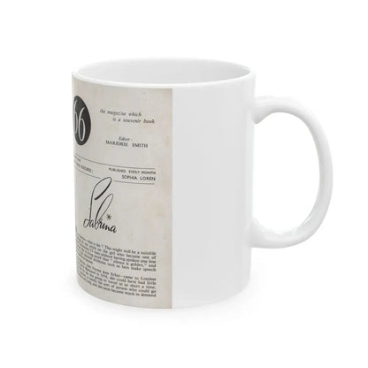 Norma Sykes #136 - 66 PHOTOGRAPHS OF Sabrina U.K. Pocket Mag. Front Cover Pages 2 & 3 (Vintage Female Icon) White Coffee Mug - Go Mug Yourself